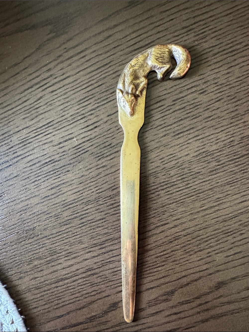Fox letter opener, brass,vintage used condition. Very pretty.